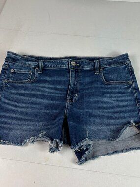 American Eagle Shorts Women's 36* Midi Mid Rise Blue Cut Offs Denim Jorts Tag 16